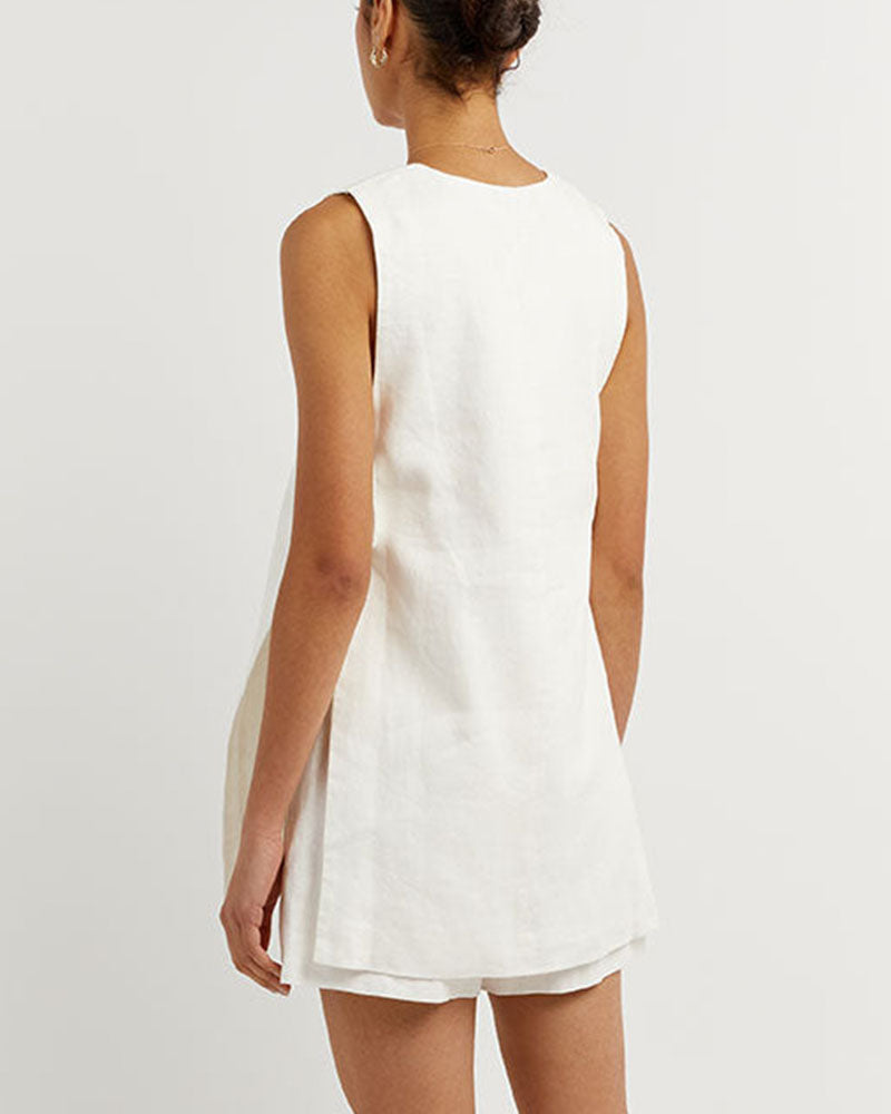 Fiona - Ensemble sans manches à boutons